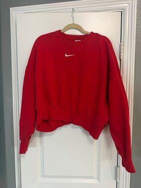 Nike Red Crewneck Sweatshirt with White Swoosh